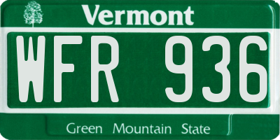 VT license plate WFR936