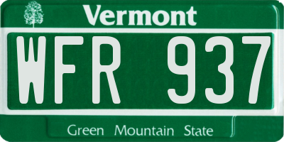 VT license plate WFR937