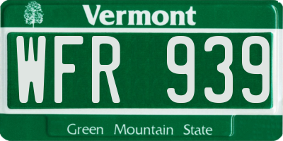 VT license plate WFR939