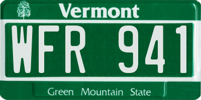 VT license plate WFR941