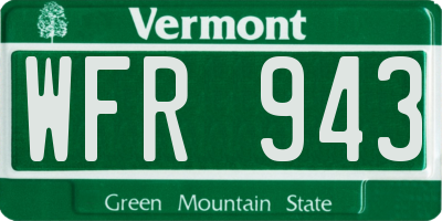 VT license plate WFR943