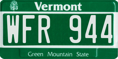 VT license plate WFR944