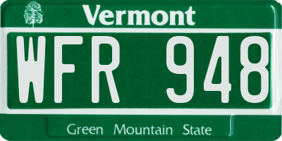 VT license plate WFR948
