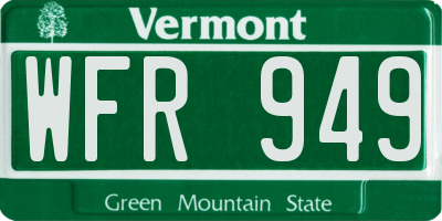 VT license plate WFR949
