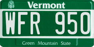 VT license plate WFR950
