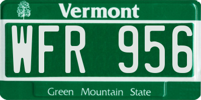 VT license plate WFR956