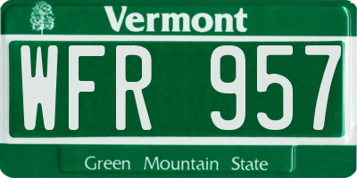 VT license plate WFR957