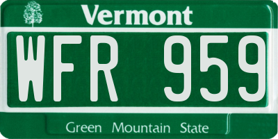 VT license plate WFR959