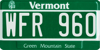 VT license plate WFR960
