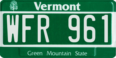 VT license plate WFR961