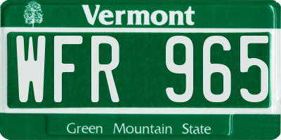 VT license plate WFR965