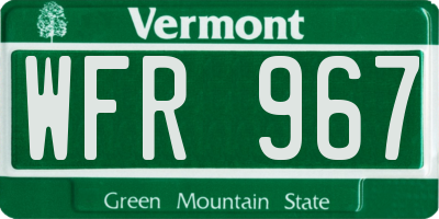 VT license plate WFR967