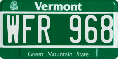 VT license plate WFR968