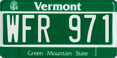 VT license plate WFR971