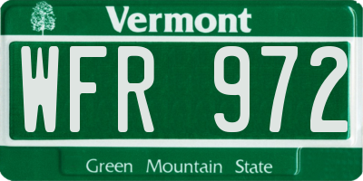 VT license plate WFR972