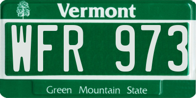 VT license plate WFR973