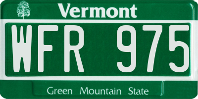 VT license plate WFR975