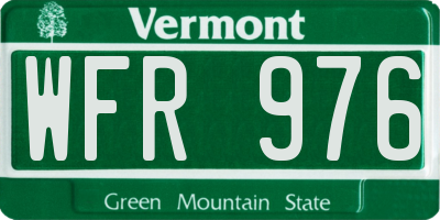 VT license plate WFR976
