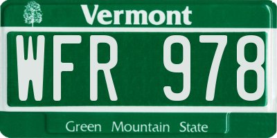VT license plate WFR978