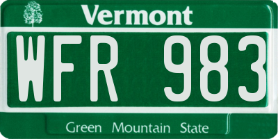VT license plate WFR983