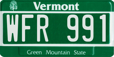 VT license plate WFR991