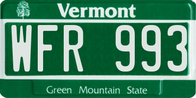 VT license plate WFR993