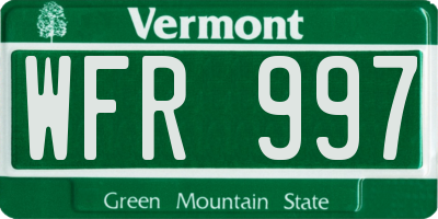 VT license plate WFR997