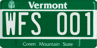 VT license plate WFS001