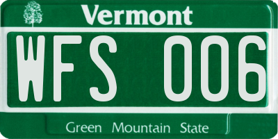 VT license plate WFS006