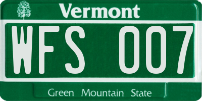VT license plate WFS007