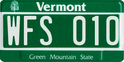 VT license plate WFS010