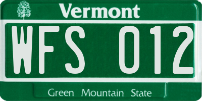 VT license plate WFS012
