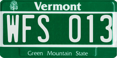VT license plate WFS013