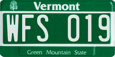 VT license plate WFS019