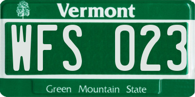 VT license plate WFS023