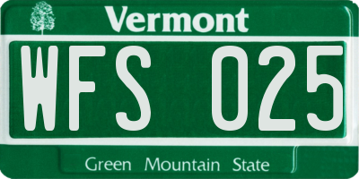VT license plate WFS025