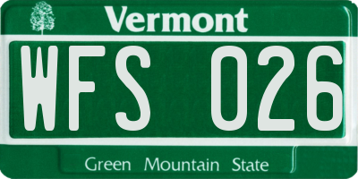 VT license plate WFS026