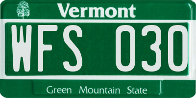 VT license plate WFS030