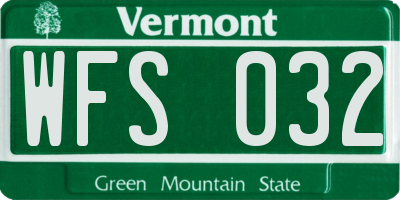 VT license plate WFS032