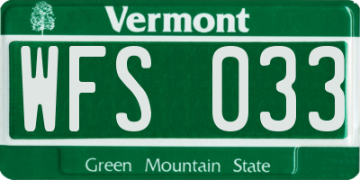 VT license plate WFS033