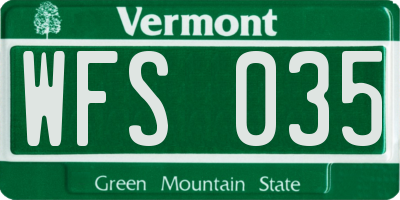 VT license plate WFS035