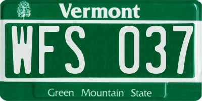 VT license plate WFS037