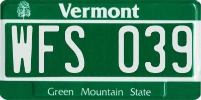 VT license plate WFS039