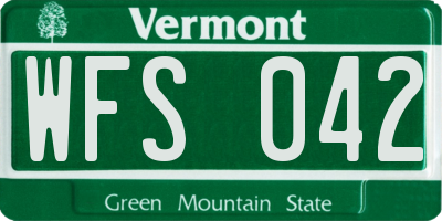 VT license plate WFS042