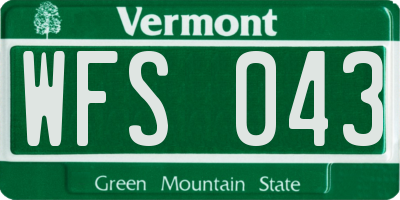 VT license plate WFS043
