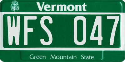 VT license plate WFS047