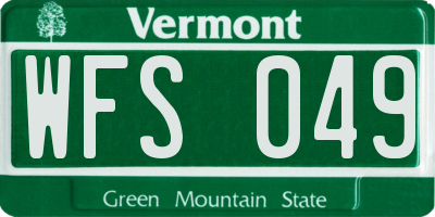VT license plate WFS049