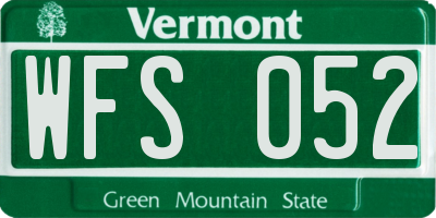 VT license plate WFS052