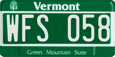 VT license plate WFS058