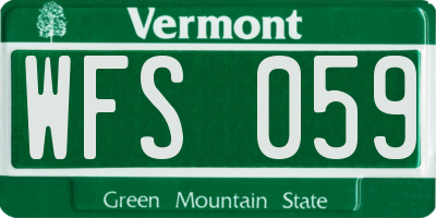 VT license plate WFS059